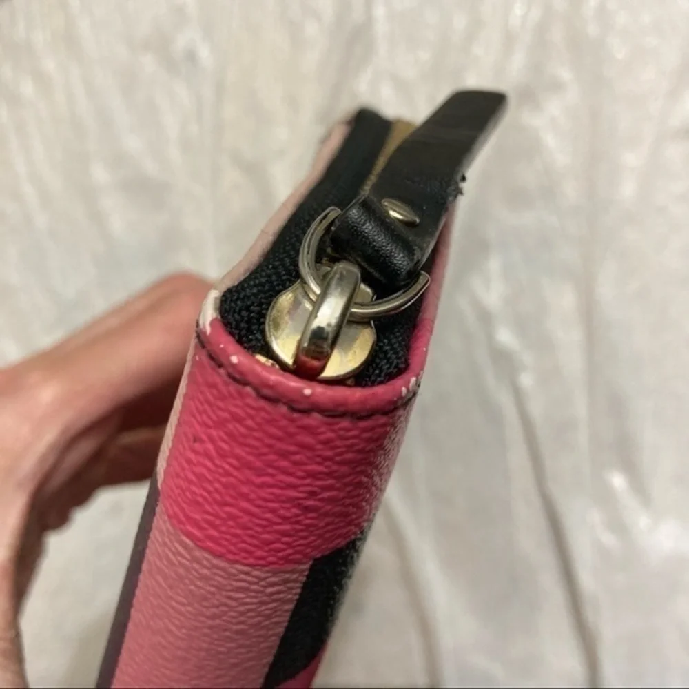 Kate spade multicolor pink colorblock clutch zipper wallet